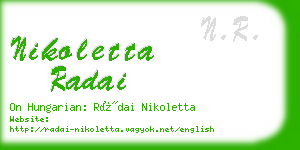 nikoletta radai business card